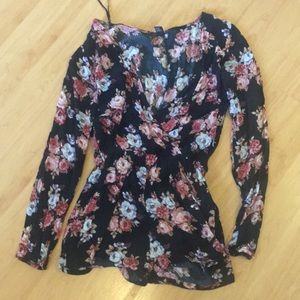 Black floral romper